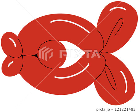 Balloon modelling of fish figure. Twisting animal shape with rubber, helium. Inflatable latex toy for children Birthday party decoration. Funny childish event decor. Flat isolated vector illustration 121221483