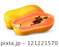 Ripe papaya isolated on white clipping path 121221570