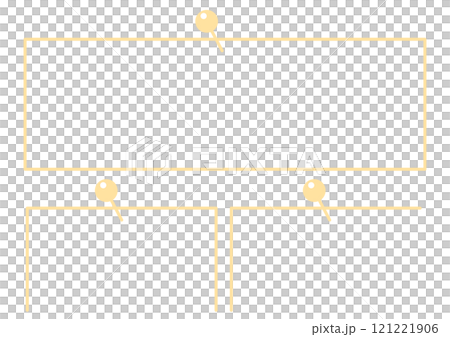 Set of paper frames attached with yellow pins Set of paper frames attached with yellow pins 121221906