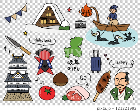 Gifu hand-drawn illustration set 121221992