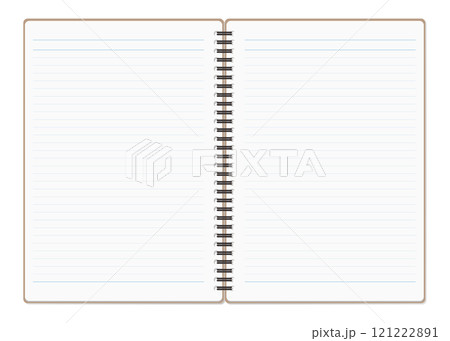 シンプルな罫線のノート、見開き、リングノート 121222891
