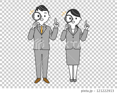 放大鏡指向商務人士全身 121222913