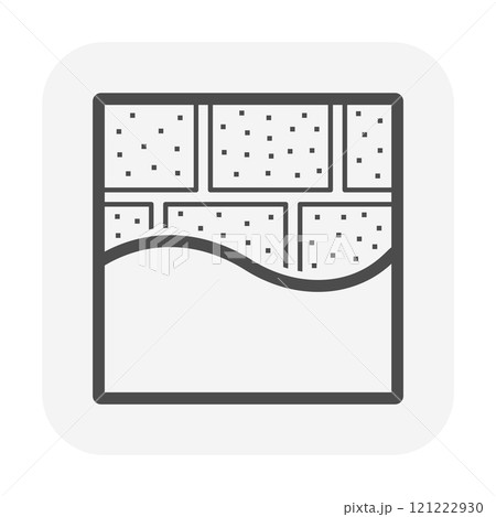 Concrete block wall and plastering vector icon, work in architecture, construction. 121222930