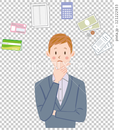 Accounting, tax return, ledger, doubt, male 121222933