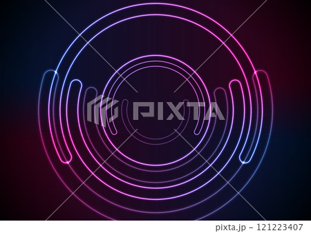 Blue purple glowing neon circles abstract hi-tech background 121223407
