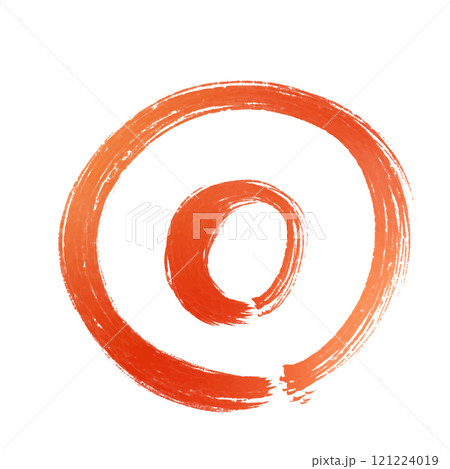 手描きの赤い筆文字の二重丸 121224019