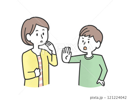 親を制止する子供 親を制止する子供 121224042