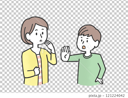 親を制止する子供 親を制止する子供 121224042