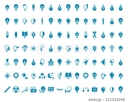 Simple vector icon on a theme lighting, light bulb and types of lighting 121224248