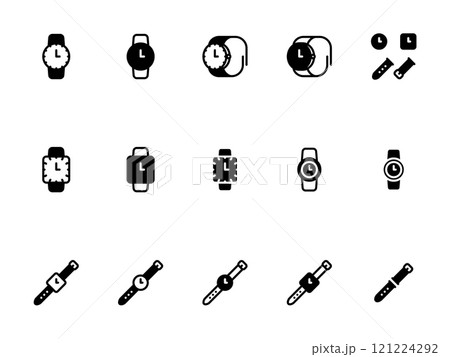 Simple vector icon on a theme wrist watch 121224292