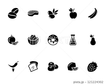 Simple vector icon on a theme food, meat, fruits, vegetables, sweets, caviar Simple vector icon on a theme food, meat, fruits, vegetables, sweets, caviar 121224302