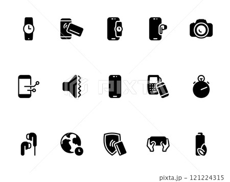 Simple vector icon on a theme cell phone, features, useful devices 121224315