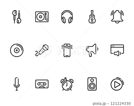 Simple vector icon on a theme sound reproduction 121224330