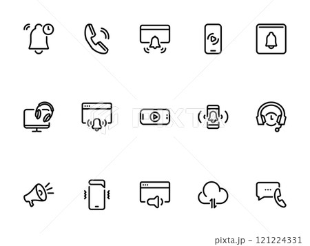 Simple vector icon on a theme sound notifications 121224331