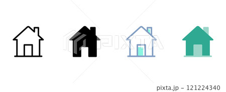 Simple vector icon on a theme house, home 121224340