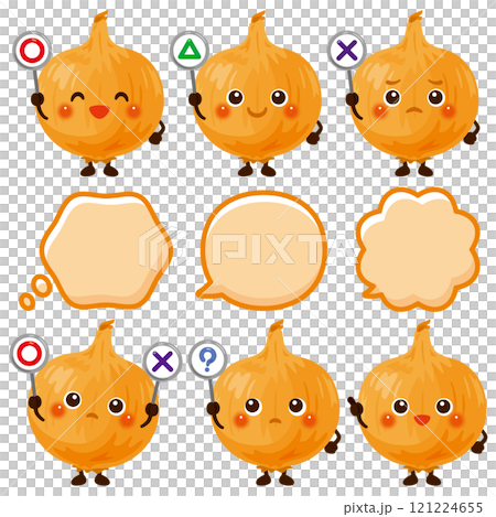○×△の札を持った玉ねぎのキャラクター 121224655