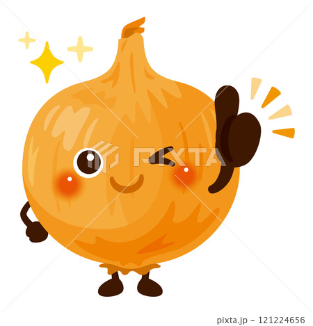 グッドサインを出す玉ねぎのキャラクターイラスト 121224656