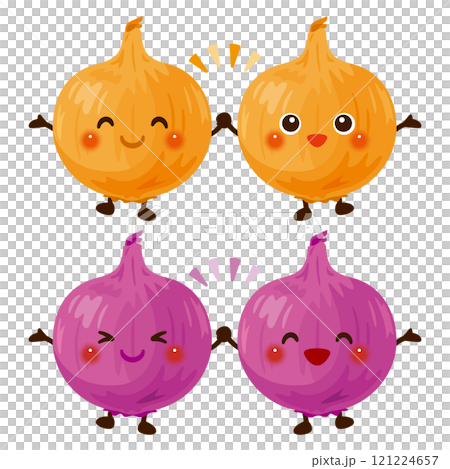 仲良し玉ねぎのキャラクターイラストセット 121224657