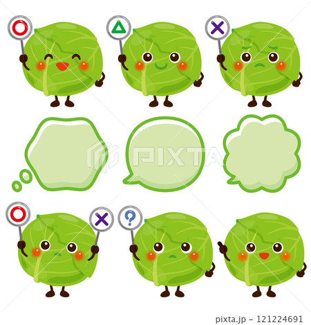○×△の札を持ったキャベツのキャラクター ○×△の札を持ったキャベツのキャラクター 121224691