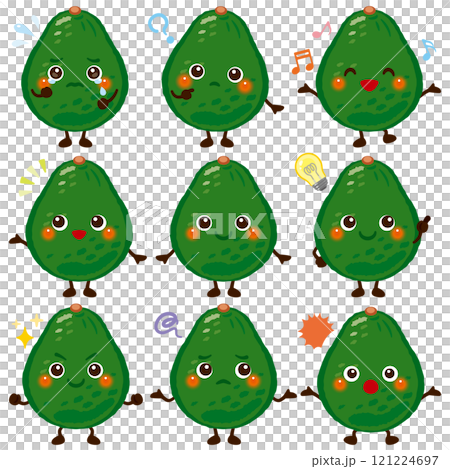 綠色酪梨人物面部表情集 121224697