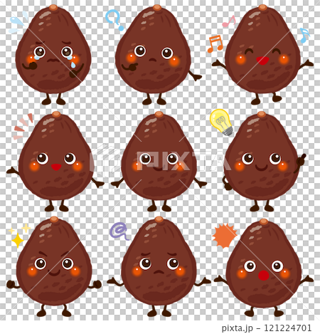 棕色酪梨人物面部表情集 121224701