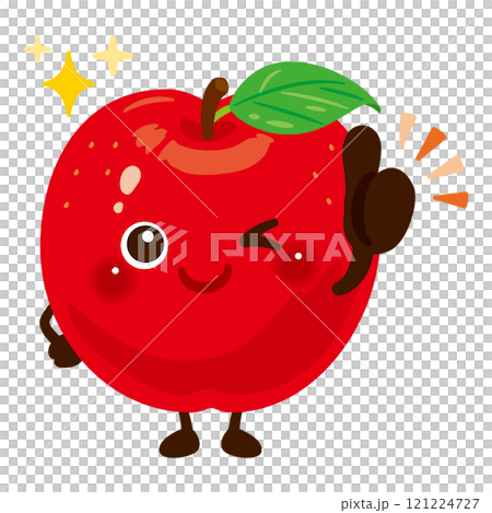 Character illustration of an apple giving a good sign Character illustration of an apple giving a good sign 121224727