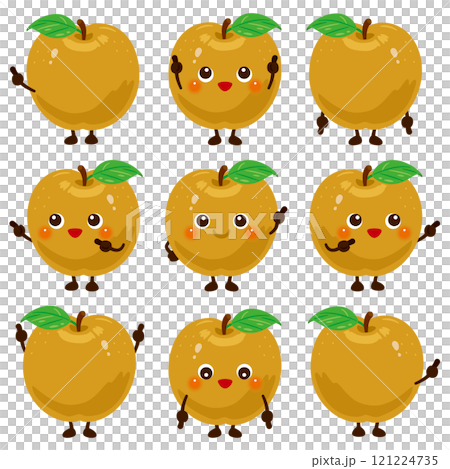 指さしをする茶梨のキャラクターセット 121224735