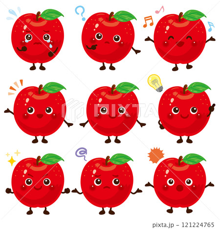 リンゴのキャラクター　表情セット 121224765