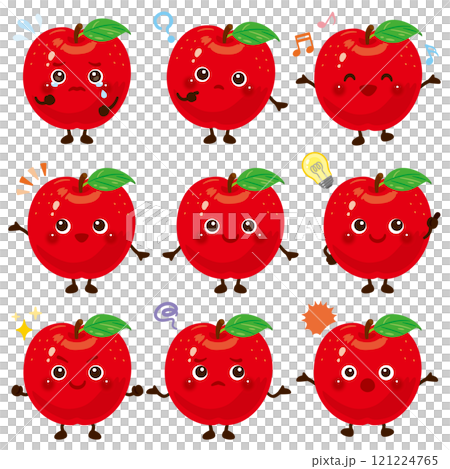 リンゴのキャラクター　表情セット 121224765