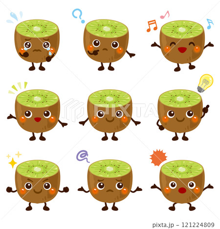 グリーンキウイのキャラクター　表情セット 121224809