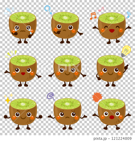 グリーンキウイのキャラクター　表情セット 121224809