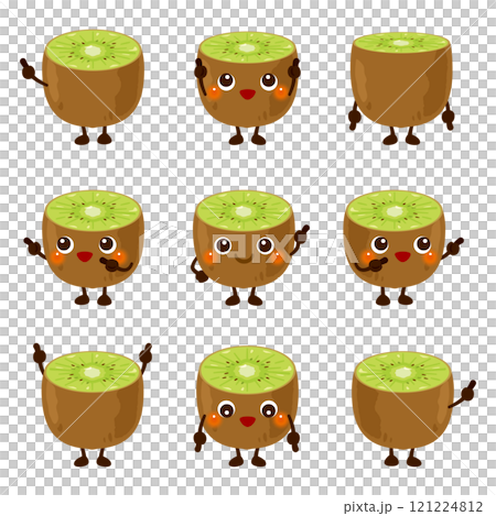 Green kiwi character set pointing 121224812