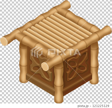 An isometric bamboo beach table with floral ornament 121225129