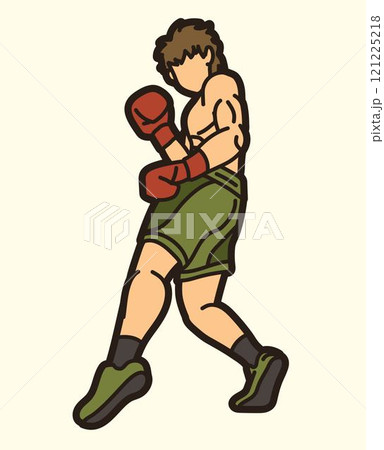 Boxing Sport Fighter Action  Kickboxing Muay Thai Cartoon Graphic Vector 121225218