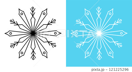 Snowflakes outline isolated illustration Thin line black and white contour Christmas object  121225296