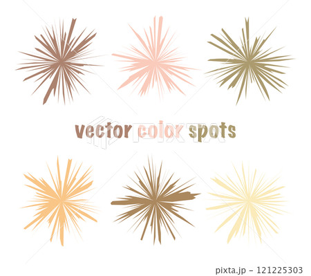 Set of color editable sharp spots. Nude pastel crystal circles. Gentle beige icons abstract shapes for your design 121225303
