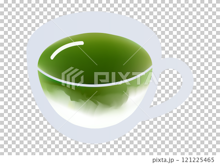 Vector illustration of matcha latte in a clear glass cup 121225465