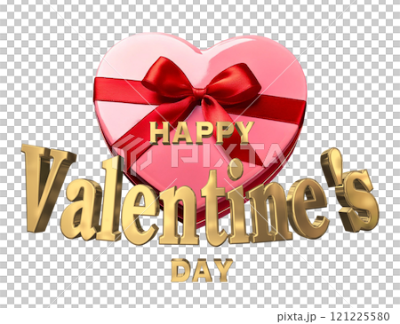 3DCG characters "Happy Valentine's Day" in gold 121225580