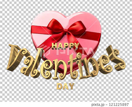 3DCG characters "Happy Valentine's Day" in gold 3DCG characters "Happy Valentine's Day" in gold 121225897