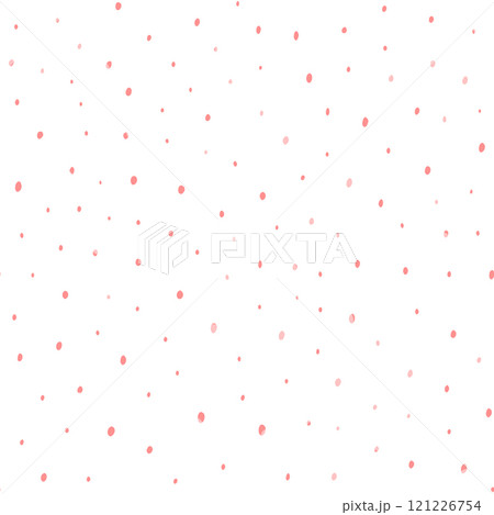 Abstract hand drown polka dots background. White dotted seamless pattern with pink circles. Template design for invitation, poster, card, flyer, textile, fabric 121226754