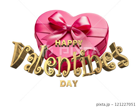 3DCG文字「Happy Valentine's Day/ハッピーバレンタインデー」ゴールド,金 121227051