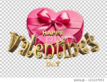 3DCG文字「Happy Valentine's Day/ハッピーバレンタインデー」ゴールド,金 121227051