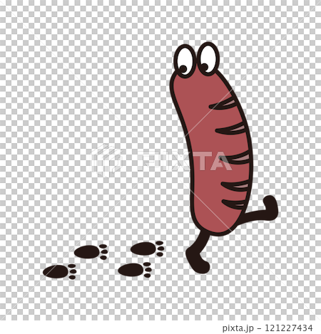 香腸性格和足跡的碳足跡插畫素材 香腸性格和足跡的碳足跡插畫素材 121227434
