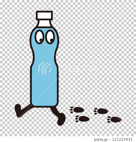 Illustration material of a plastic bottle character and a carbon footprint of a footprint 121227435
