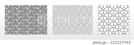 Geometric set of seamless black and white patterns. Simple vector graphics.. 121227743