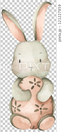 Rabbit. Happy Easter Bunny. Watercolor illustration. 121227859