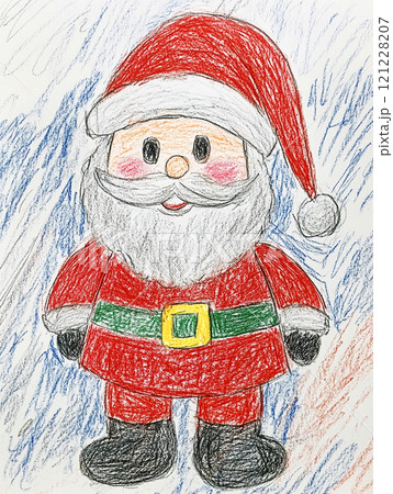 子供がクレヨンで描いたサンタクロース　AI画像 121228207