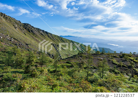 夏の草津白根山南麓の雄大な風景 夏の草津白根山南麓の雄大な風景 121228537
