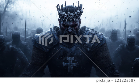 dark armored king with crown leads army of shadows 121228587