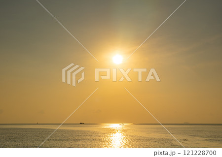 Beautiful clouds in sunset or sunrise over sea,Colorful scenery sunset sky, Amazing clouds wonderful light sky background 121228700